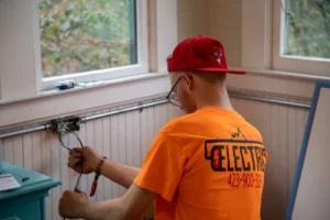 Electrical conduit and receptacle wiring during troubleshooting service, TriCities Electric